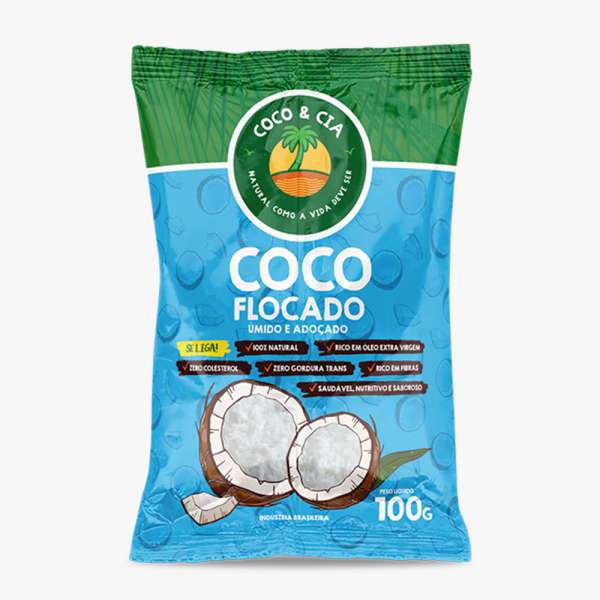 Coco Flocado Úmido e Adoçado 100g